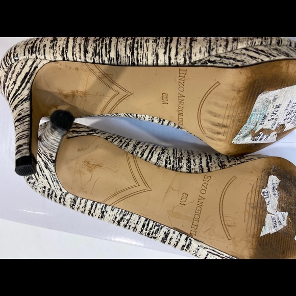 Enzo Angiolini stripe leather peep toe sz 5.5M - Picture 6 of 12
